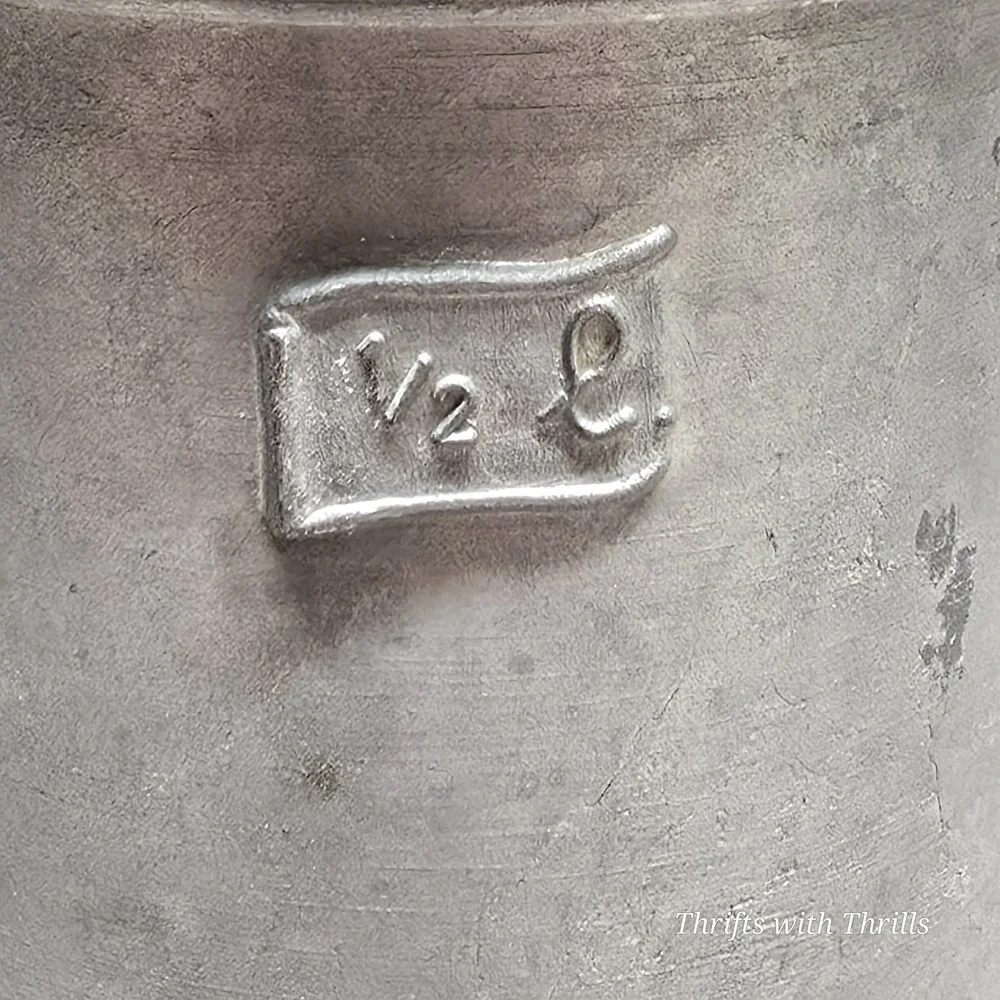 Vintage Peltrato 95% Pewter Measuring Cup 1/2 Liter Made in Italy Metalware